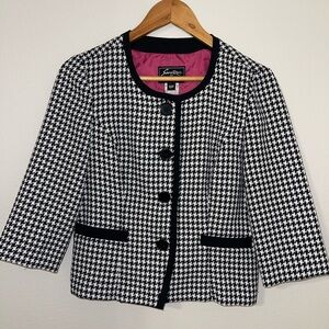 Susan Graver Black & White Houndstooth Cropped Jacket